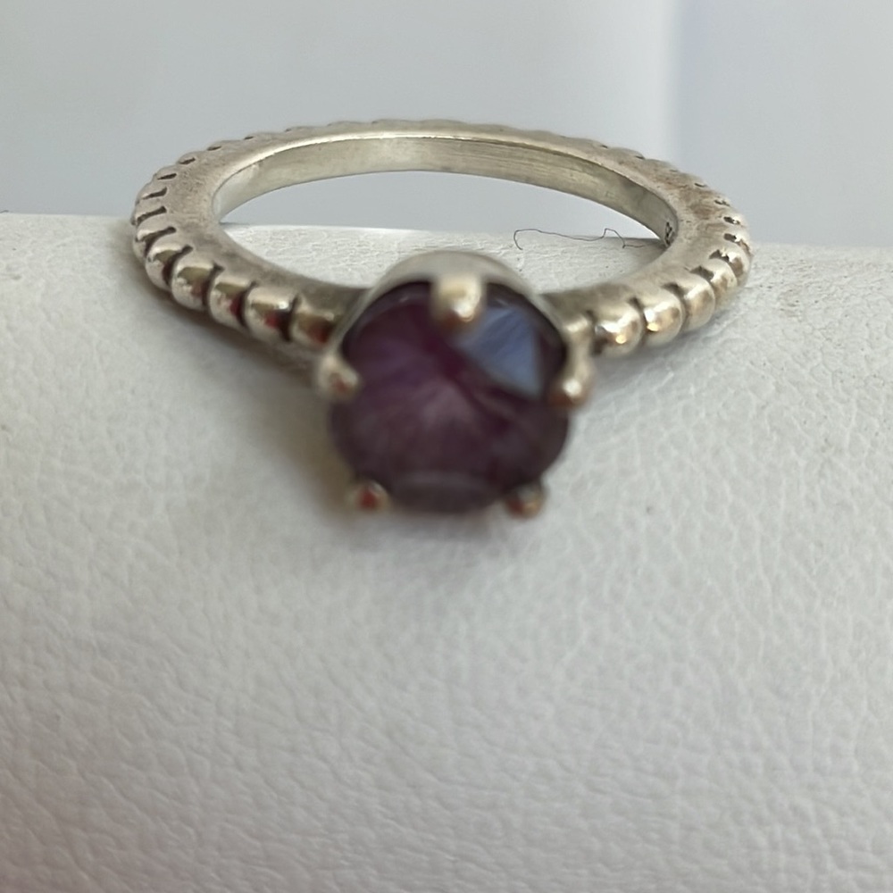 Pandora Amethyst Star Sterling Silver Ring